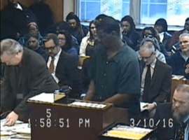 Brian Earl Taylor standing in court before his sentencing hearing.