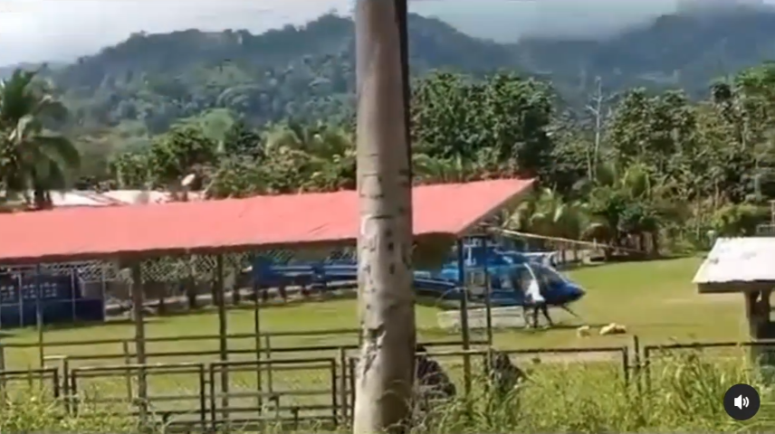 Helicopter spinning uncontrollably on the ground in Bocas del Toro.