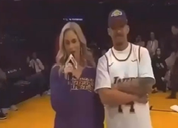 Host and contestant David at Pechanga Resort and Casino during a high-low game.