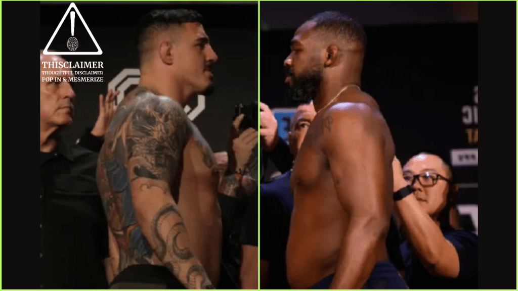 Jon Jones and Tom Aspinall face off in a promotional image, hinting at a potential future fight.