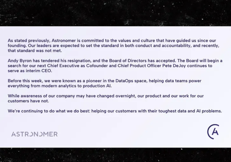 Andy Byron resigns as CEO of Astronomer following kiss cam controversy