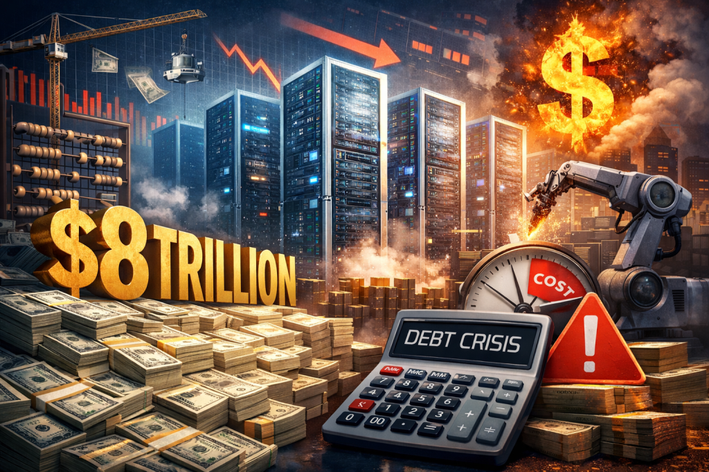 Futuristic AI data center symbolizing massive infrastructure costs