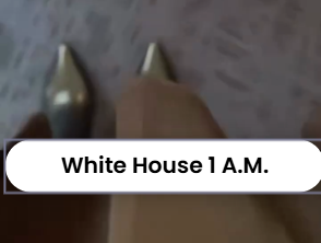Screenshot from a White House video showing a close-up of a woman’s shoes as a voice asks if something is launching soon