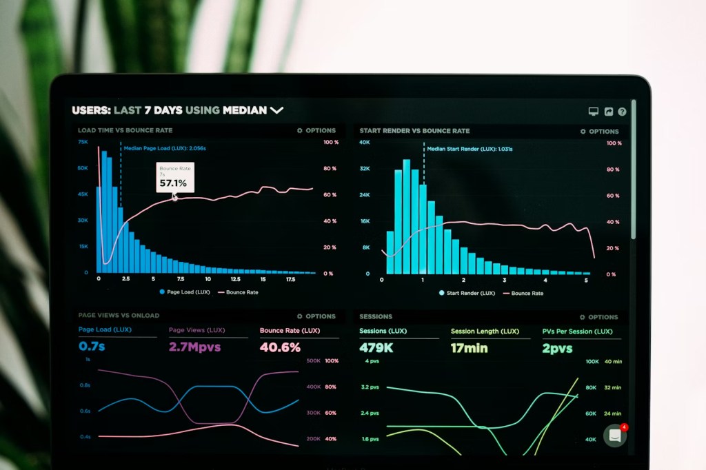 A laptop displays performance analytics graphs on a desk, suggesting data-driven marketing and trust-based growth.